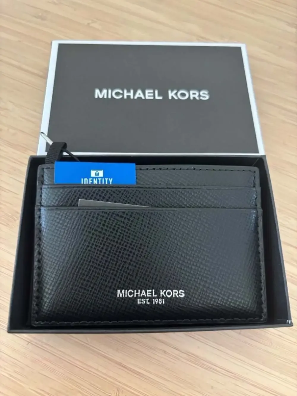 Michael Kors Saffiano Leather Card Case Wallet Black